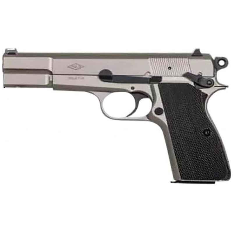 SDS Imports Inglis P-35 Handgun 9mm Luger 15rd Capacity 4.7'' Barrel G10 Grips Nickel Finish Green Fiber Front Sight