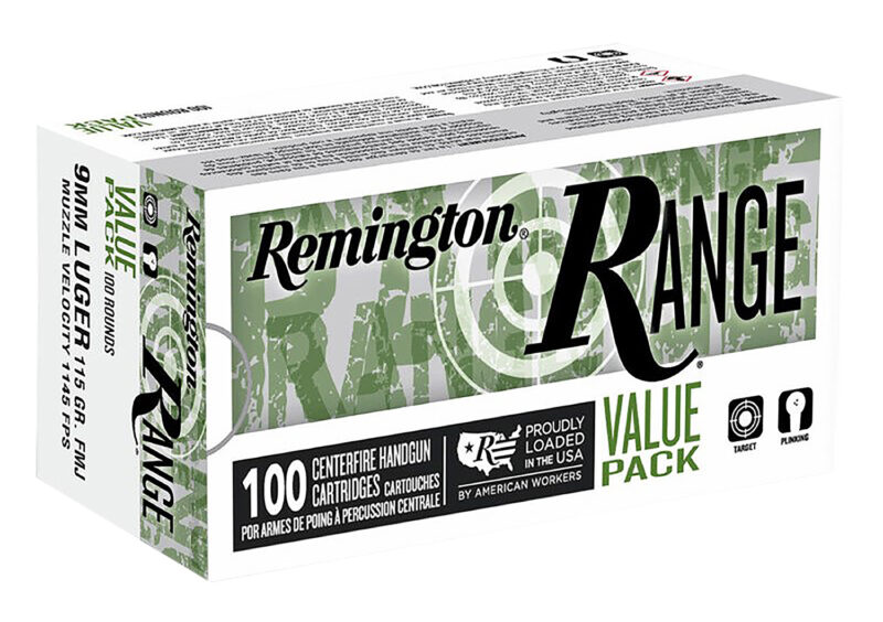 Remington Ammunition R23979 Range Value Pack 9mmLuger 115gr Full Metal Jacket 100 Per Box/5 Case