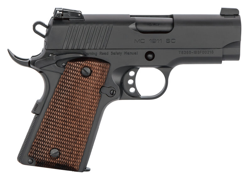 EAA GIRSAN 390038 MC1911 SC  Compact 9mm Luger 9+1, 3.40" Black Steel Barrel, Blued Optic Ready/Serrated Slide, Black Aluminum Frame w/Beavertail, Laminate Grips Ambidextrous