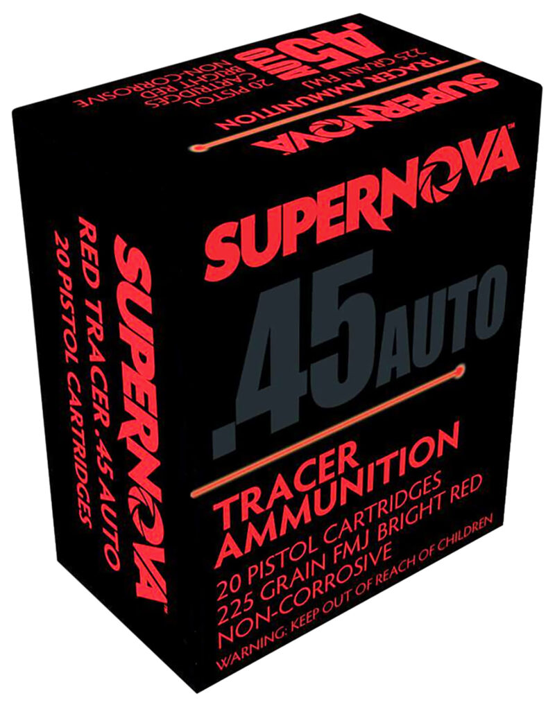 Supernova PMSN45ACR Red Tracer Non Corrosive 45ACP 225gr Full Metal Jacket 20 Per Box/50 Case