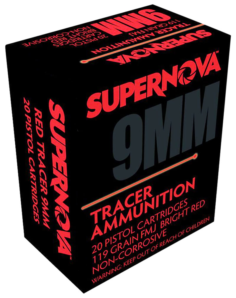 Supernova PMSN9MMR Red Tracer Non Corrosive 9mmLuger 119gr Full Metal Jacket 20 Per Box/50 Case