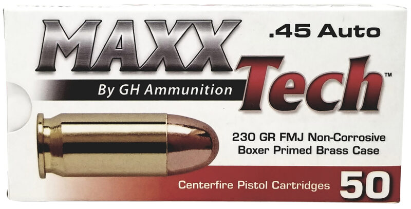 MaxxTech PTGB45B Brass Pistol  45ACP 230gr Full Metal Jacket 50 Per Box/10 Case